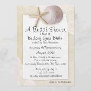 Invitation Plage chère et dentelle blanche Douche nuptiale