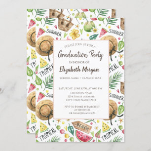 Invitation Plage colorée Fille Relax Graduation