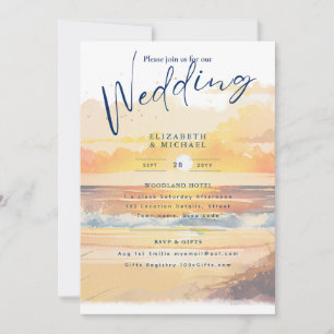Invitation Plage Côte Destination Sunset Mariage tropical