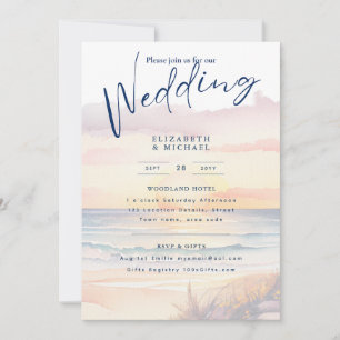 Invitation Plage Côte Destination Sunset Mariage tropical