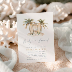 Invitation Plage côtière Baby à bord Surf Baby shower à thème