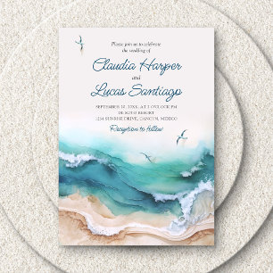 Invitation Plage côtière Mariage Océan