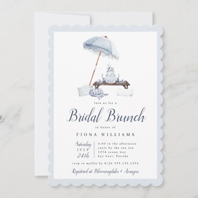 Invitation Plage de bord de mer Bridal Brunch Shoch Invitatio (Devant)