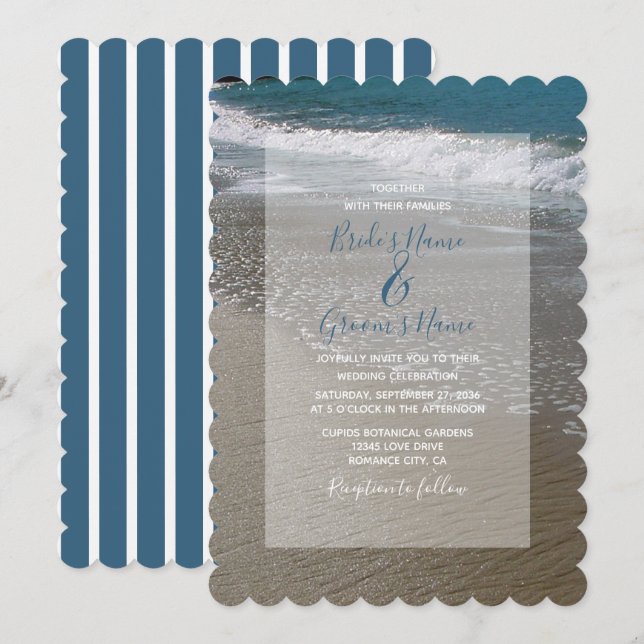 Invitation Plage de bord de mer et mariage de sable Invitatio (Devant / Derrière)