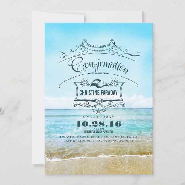 Invitation Plage de confirmation (Devant)