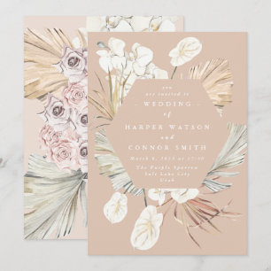 Invitation Plage de corail Pampas Grass Floral Tropical Jungl
