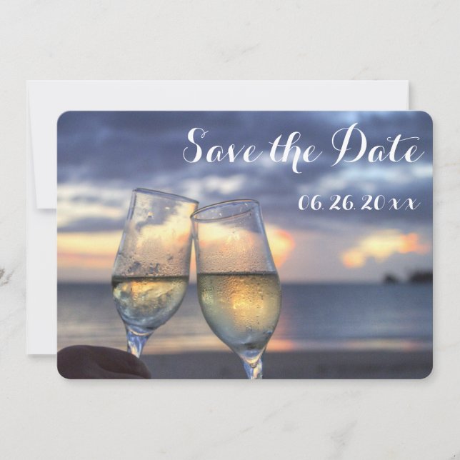 Invitation Plage de coucher de soleil rond Save The Date rond (Devant)