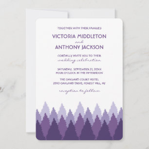 Invitation Plage de forêt violet Mariage de bois