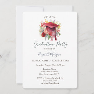 Invitation Plage de graduation florale, Diplôme d'étoiles