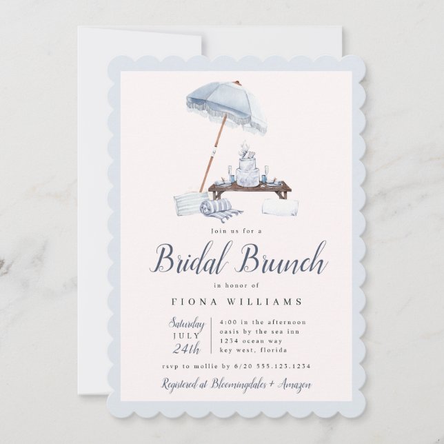 Invitation Plage de mer Bridal Brunch Douche  (Devant)
