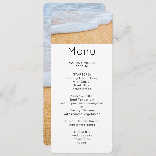 Invitation Plage de sable avec Surf en mousse Photo (Devant / Derrière)