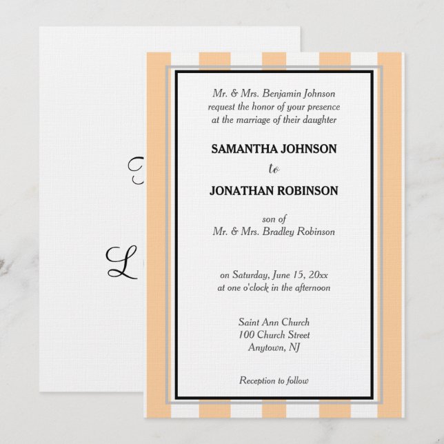 Invitation Plage de sable blanc rayures de cabane amour (Devant / Derrière)