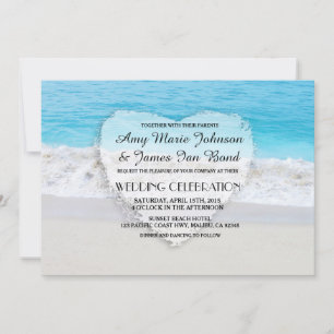 Invitation Plage de sable d'océan coeur plage d'invitations à