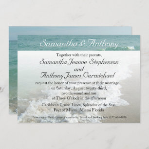 Invitation Plage Destination Mariage Invitation, Surf Aqua