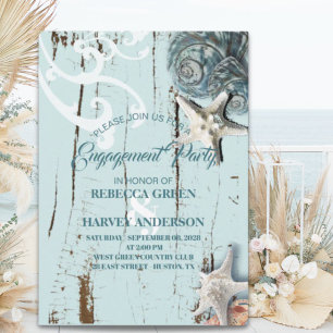Invitation plage d'étoiles de mer bleu marine