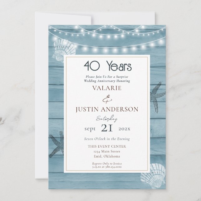 Invitation Plage du 40e anniversaire surprise (Devant)
