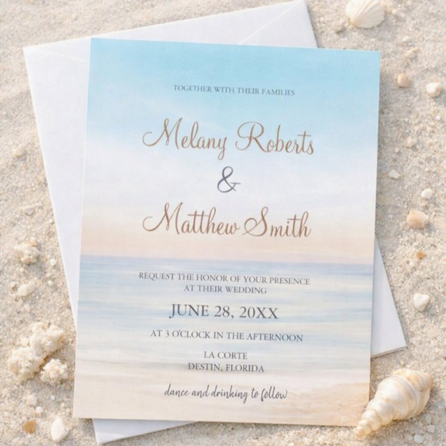 Invitation Plage En Front De Mer Plage Mariage À Thème (Créateur téléchargé)