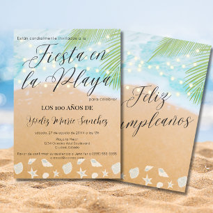 Invitation Plage espagnole Sandy Beach Lights 100e fête d'ann
