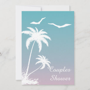 Invitation Plage été rose bleu mariage douche