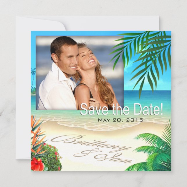 Invitation Plage exotique (demande-moi d'écrire vos noms dans (Devant)