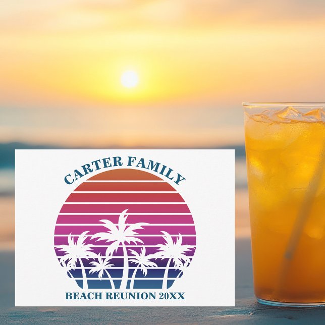 Invitation Plage Famille Réunion Tropical Palm Tree Personnal (Créateur téléchargé)