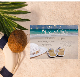 Invitation Plage,Fête de retraite des tongs