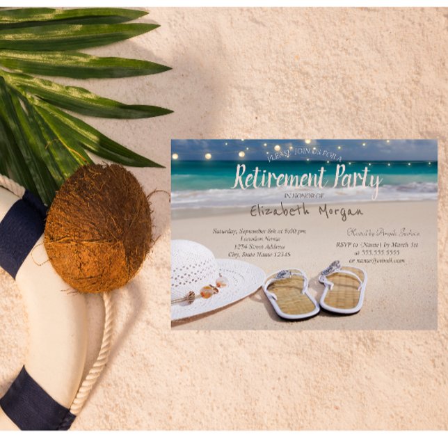 Invitation Plage,Fête de retraite des tongs (Créateur téléchargé)