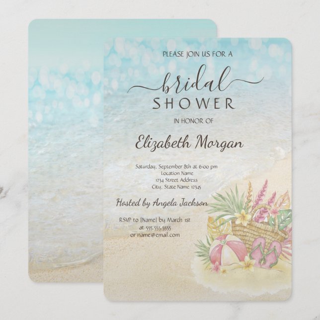 Invitation Plage Fête des mariées détente (Devant / Derrière)