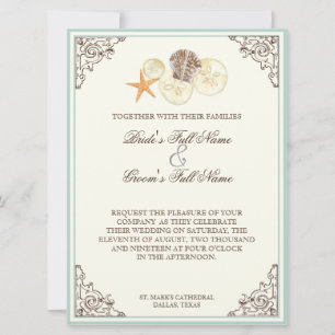 Invitation Plage Florale de coquillages de fleurs d'Hydrangea