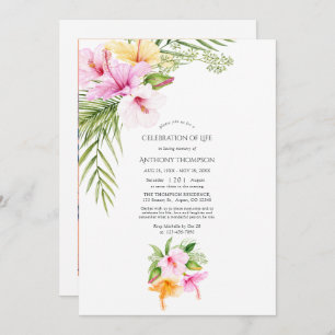 Invitation Plage florale tropicale Célébration de la vie