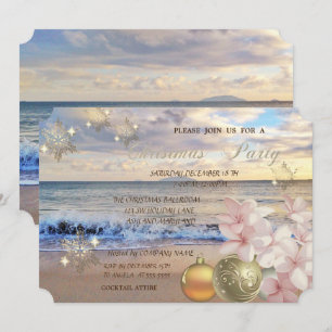 Invitation Plage,Frangipanier,Fête d'entreprise de Noël Boule