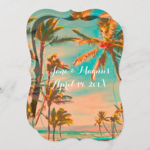 Invitation Plage hawaïenne vintage de PixDezines/turquoise