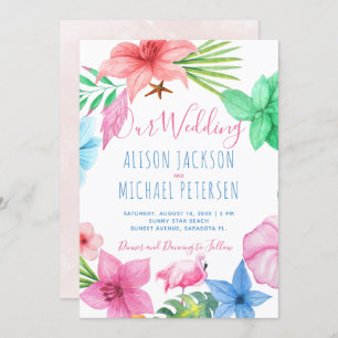 Invitation Plage Hawaiian tropical mariage de couronnes