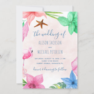 Invitation Plage Hawaiian tropical mariage de couronnes
