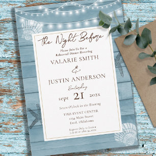 Invitation Plage la nuit avant le dîner de la répétition Mari