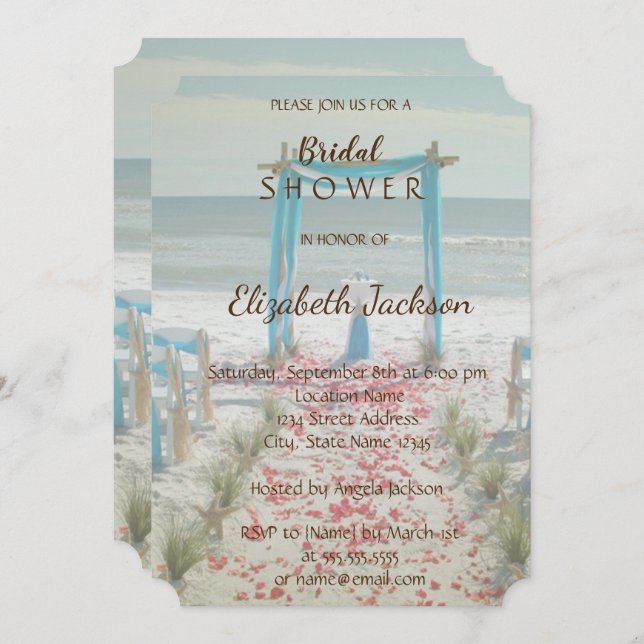 Invitation Plage Mariage Arbor Douche (Devant / Derrière)