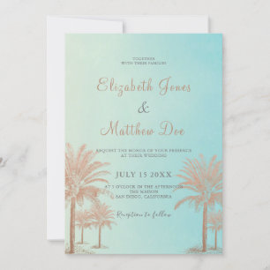 Invitation Plage Mariage Balnéaire / Océanside Palm Trees Mar