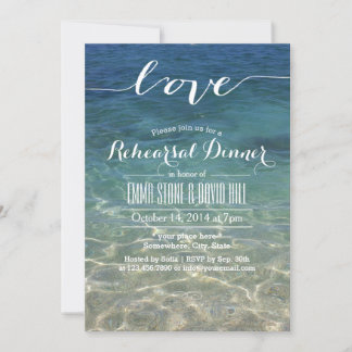 Invitation Plage Mariage Élégant Script Love Dîner de répétit