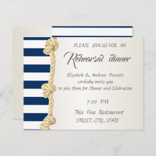 Invitation Plage Mariage Marine Rope, Stripes Dîner De Répéti