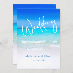 Invitation Plage mariage Océan Bleu Sable Destination Moderne