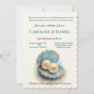 Invitation Plage Mariage Pearls Shell Elégant thème Océan