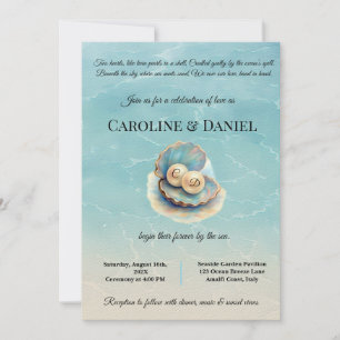 Invitation Plage Mariage Pearls Shell Elégant thème Océan
