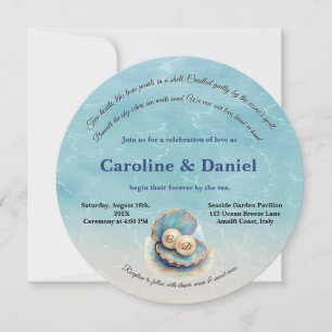 Invitation Plage Mariage Pearls Shell Elégant thème Océan