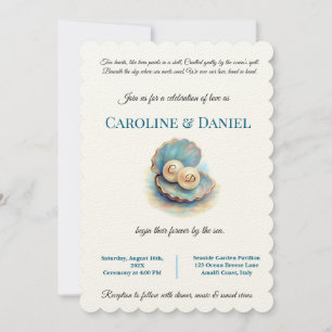 Invitation Plage Mariage Pearls Shell Elégant thème Océan