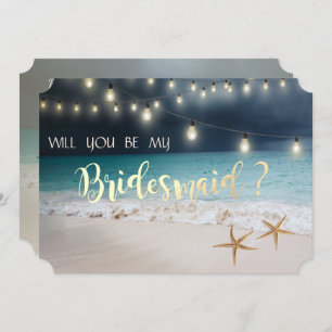 Invitation Plage Mariage Seastars Lights Bridesmaid Card