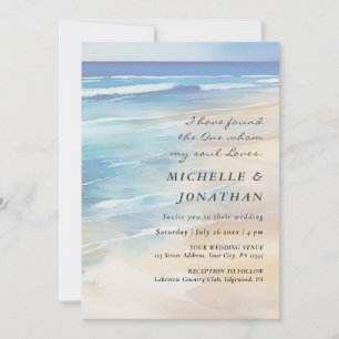 Invitation Plage moderne aquarelle Océan Mariage chrétien