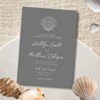Plage moderne gris foncé Shell Destination Mariage