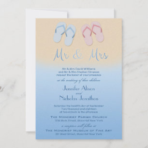 Invitation Plage moderne ou tongs de mariage de destination