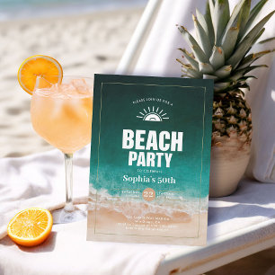 Invitation Plage nautique Océan Eau moderne 50e anniversaire