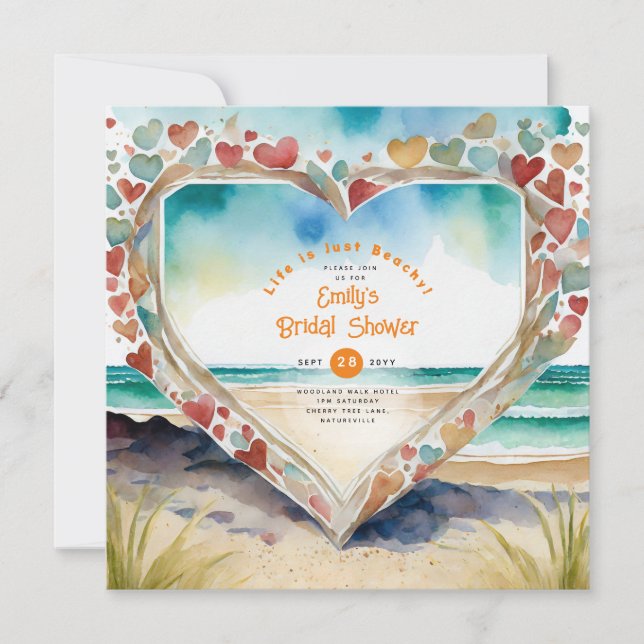 Invitation Plage Océan Côtier BABYSHOWER ANNIVERSAIRE MARIAGE (Devant)